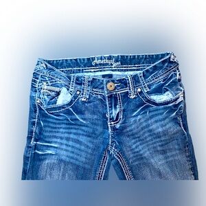 Y2K Vintage Amethyst White Embroidered Low Rise Jeans